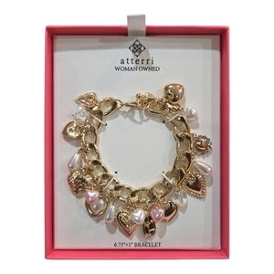 💛🔹️Atterri 🔹️ Gold Heart Charm 6.75in  Bracelet